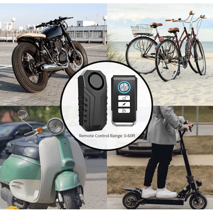 Alarme de sécurité Anti-vol sans fil pour trottinette et vélo, étanche, avec télécommande