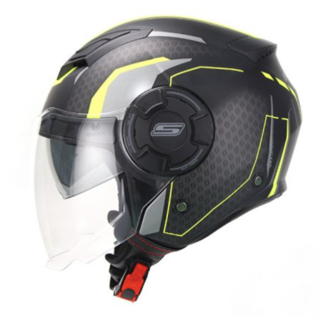 Casque Jet S749 TWISTER - Noir Jaune Gris.