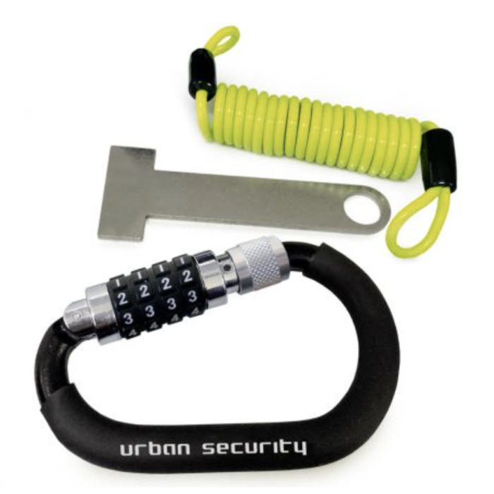 Urban - Antivol casque à code - Mousqueton + Câble antivol