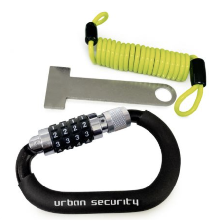 Urban - Antivol casque à code - Mousqueton + Câble antivol