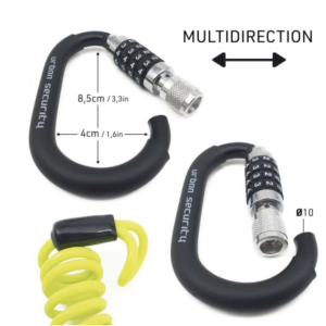 Urban - Antivol casque à code - Mousqueton + Câble antivol