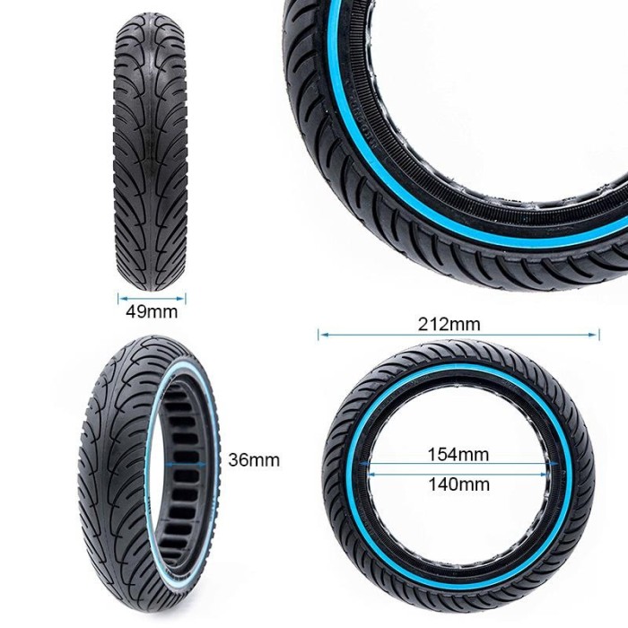 Pneu plein ultraléger 8,5x2-6,1/B34 - ligne bleue