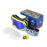 Masque Cross BUBBLE KID - JAUNE FLUO - Bandeau BLEU - Ecran Iridium Bleu