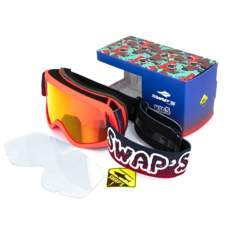 Masque Cross BUBBLE KID - ROUGE - Bandeau BLEU - Ecran Iridium ROUGE /OR