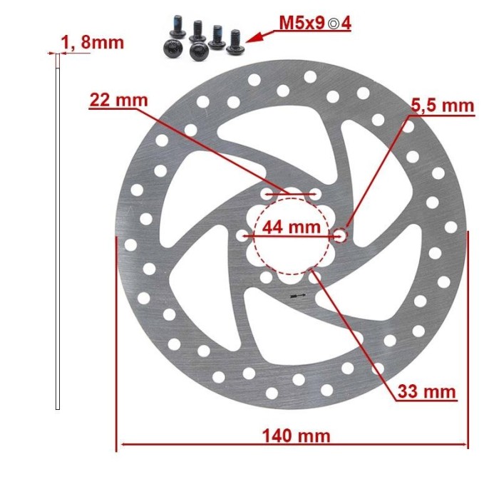 Disque de frein 140mm 6H argent