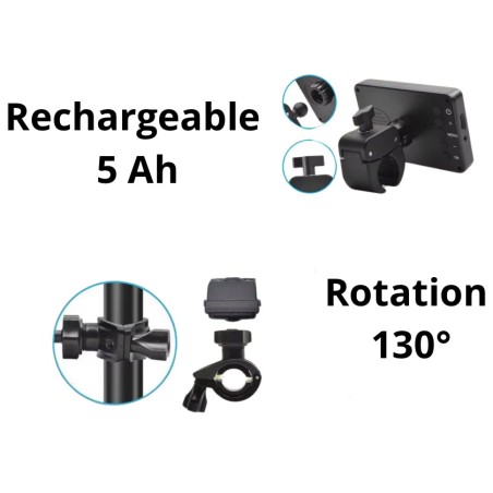 Caméra arrière pour trottinette électrique sur batterie rechargeable.