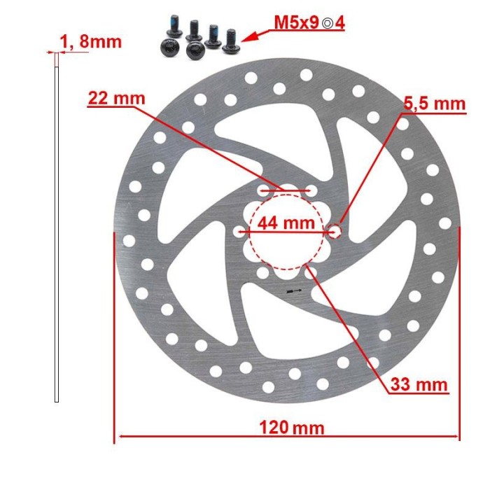 Disque de frein 120mm 6H argent