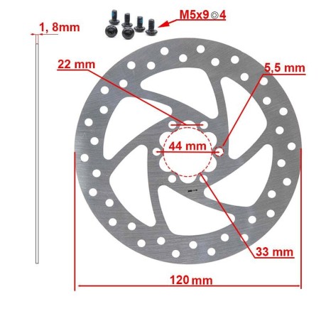 Disque de frein 120mm 6H argent