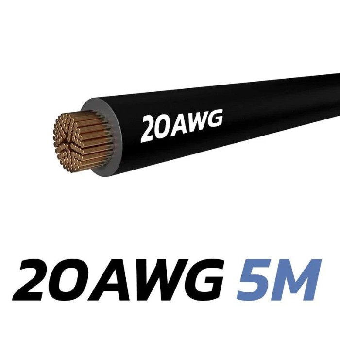 Câble noir 20 AWG - 5M