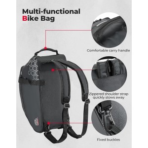 Sac Porte-Bagages Arrière, Plusieurs Compartiments avec Poignée de Transport et Bandoulière