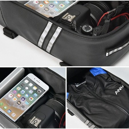 Sac de Vélo Électrique Étanche - Sacoche de Siège avec Rangement, Coffre pour Porte-vélos, Bande Réfléchissante - Noir (8L)