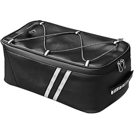 Sac de Vélo Électrique Étanche - Sacoche de Siège avec Rangement, Coffre pour Porte-vélos, Bande Réfléchissante - Noir (8L)