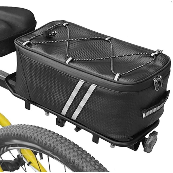 Sac de Vélo Électrique Étanche - Sacoche de Siège avec Rangement, Coffre pour Porte-vélos, Bande Réfléchissante - Noir (8L)