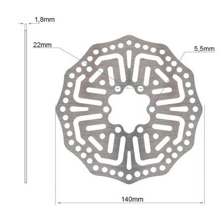 Disque de frein EWD004 pour Kukirin G2 pro - 140mm - 6H