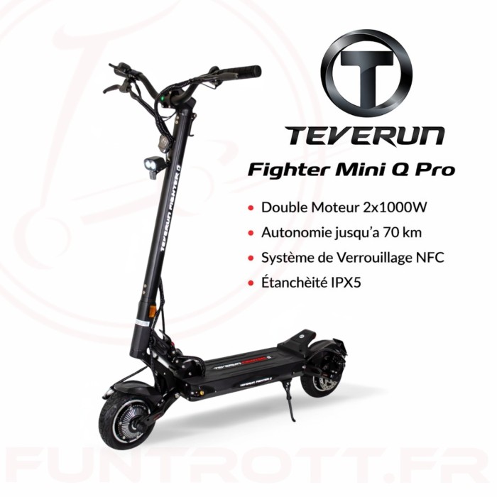 Trottinette Teverun Fighter Mini Q Pro 52V 15Ah - Double Moteur 2x1000W