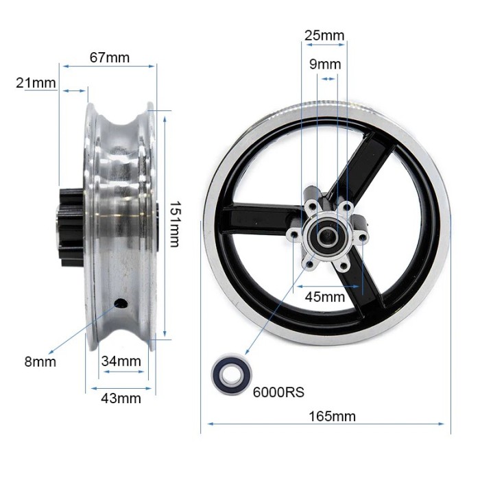 Jante 6/B34mm pour Kugoo kirin M4