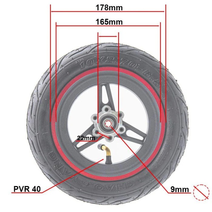 Jante 6,5"/B50 rouge pour Smartgyro et Zwheel